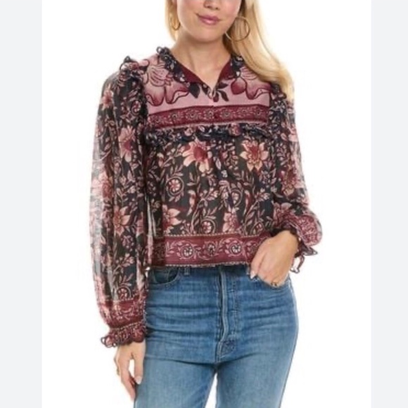 Farm Rio Ainika Charm-Print Voile Blouse - Picture 1 of 16